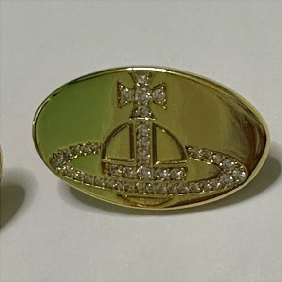 vintage signature crystal orb stud earrings - Picture 4 of 7